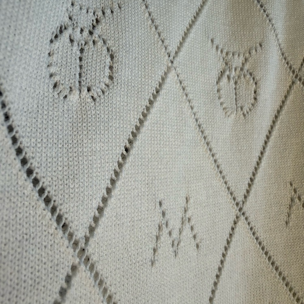 Anthropologie Maeve White V-Neck Sweater with Black Accents - Picture 3 of 7